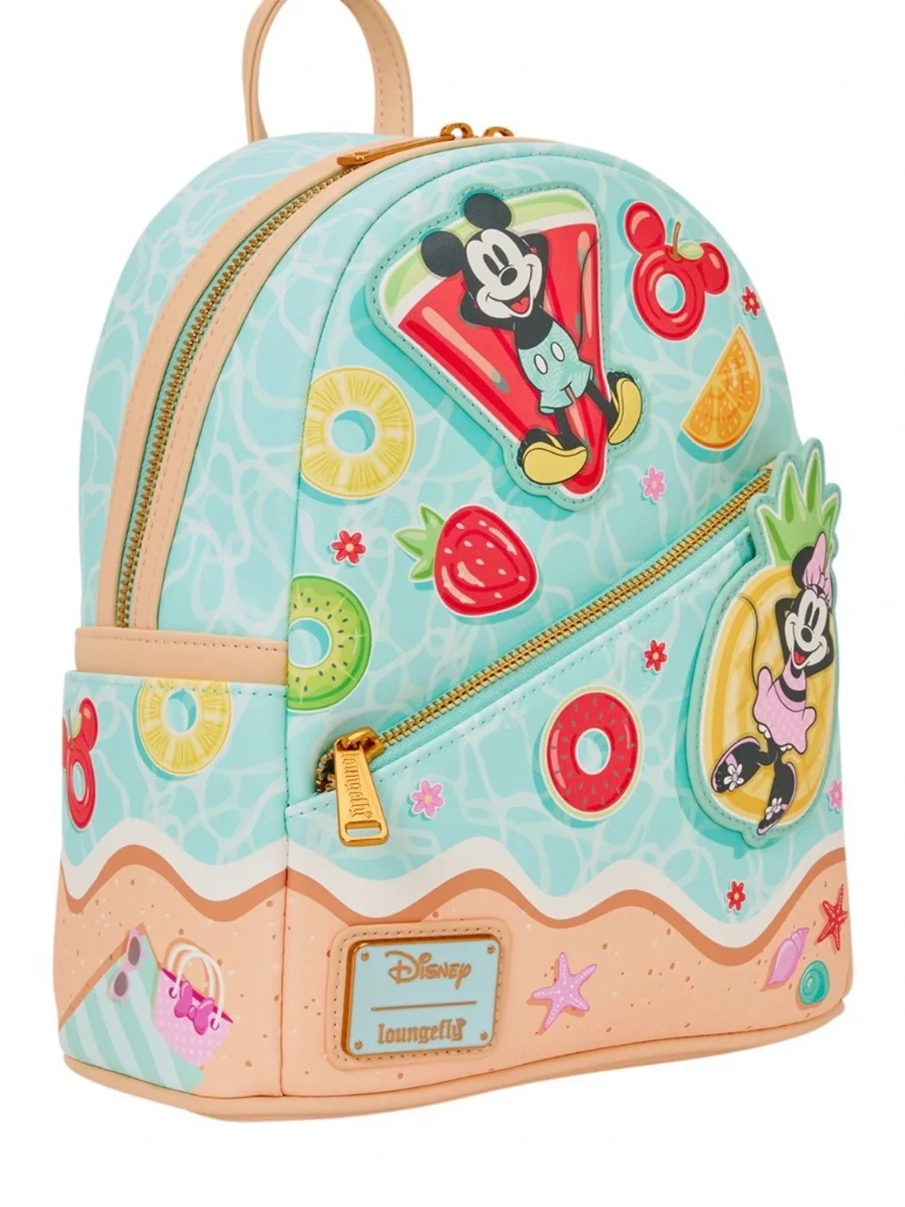 NEW w Tags Mickey Minnie Summer Beach Fun Fruit Floaties Loungefly Mini Backpack